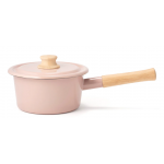 Fujihoro COTTON 16cm Single Handle Enamel Pan with Lid (Pink)